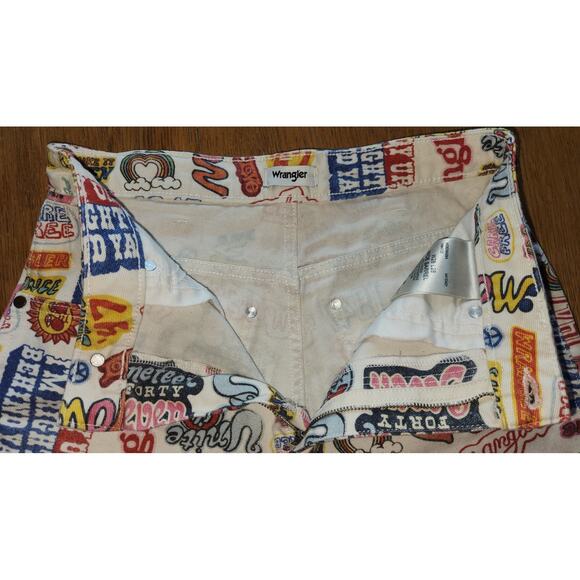 Wrangler Free People Cowgirl Heaven Wide Barrel Leg Jeans Retro Pop Art sz 28x28 - Picture 7 of 15